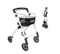 KMINA PRO - Folding Indoor Rollator with Tray, Narrow Walking Frame with Wheels, Mobility Walker Aids, Lightweight, Black