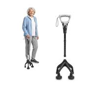 KMINA Quad Walking Stick (Heavy Duty and Sturdy 3.3 lbs), Height Adjustable for Users Over 5'1", Ergonomic Handle, Patented - Made in Europe