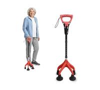 KMINA Quad Walking Stick (Heavy Duty and Sturdy 3.3 lbs), Height Adjustable for Users Over 5'1", Ergonomic Handle, Patented - Made in Europe