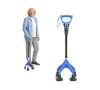 KMINA Quad Walking Stick (Heavy Duty and Sturdy 3.3 lbs), Height Adjustable for Users Over 5'1", Ergonomic Handle, Patented - Made in Europe