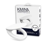 KMINA Raised Toilet Seat with Soft-Close Lid, Height 2 Inch (5 cm), Duroplast Material, Fits Standard Oval Toilets, White
