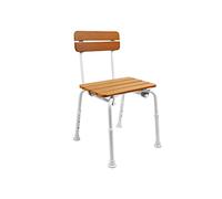 KMINA Shower Chair, Wood Effect, Adjustable Height, Non Slip Feet, Free and Easy Assembly, Bath Seat for Elderly, Disabled, Pregnancy & Post Surgery