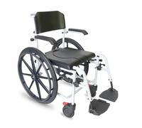 KMINA Shower Wheelchair and Commode Toilet (2 in 1), Shower Chair with Wheels, Aluminium, Brakes and Bucket - KMINA PRO