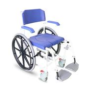 KMINA Shower Wheelchair and Commode Toilet (2 in 1), Shower Chair with Wheels, Aluminium, Brakes and Bucket - KMINA PRO