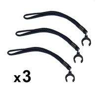 KMINA Walking Stick Wrist Strap for 19-22 mm Tubes (x3 units), Adjustable Clip for Cane, Nylon, Black
