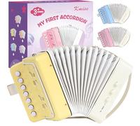 Kmise 10-Key Kids Accordion,Mini Accordian Kids Musical Instrument for Children Toddlers Beginners, Lightweight 7 key 3 Bass acordeon for Kids Gift,Light Pink Acordeones Para Niños Acordion