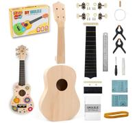 Kmise 20-Sets DIY Ukulele Kit, Basswood 21'' Soprano Ukulele, Build Your Own Uke from Scratch and Enjoy Hands-On Fun, Full Accessories, Ideal for Family Activities, Group Crafts, and Fun with Friends