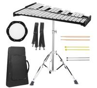 Kmise 32 Note Glockenspiel Xylophone Bell Kit: Professional Xylophone for Adult with Carry Bag, 8'' Practice Pad,3 Sets Drum Stick Percussion Kit