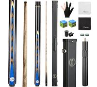 Kmise 57" 3/4 Jointed Snooker Billiard Pool Cue Handcrafted 9.5MM Tip Ash Wood Cue 19~21oz with Telescopic Aluminium Extension & Billiard Cue Case | Chalk & Glove Accessories Snooker Cue Set