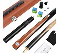 Kmise 57" 3/4 Jointed Snooker Billiard Pool Cue Handcrafted 9.5MM Tip Ash Wood Cue 20oz with Telescopic Aluminium Extension & Billiard Cue Case | Chalk & Glove Accessories Snooker Cue Set Zebrawood