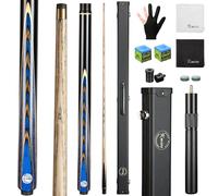 Kmise 57" 3/4 Jointed Snooker Billiard Pool Cue Handcrafted 9.5MM Tip Ash Wood Cue 20oz with Telescopic Aluminium Extension & Billiard Cue Case | Chalk & Glove Accessories Snooker Cue Set Blue