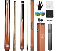 Kmise 57" 3/4 Jointed Snooker Billiard Pool Cue Handcrafted 9.5MM Tip Ash Wood Cue 21oz with Telescopic Aluminium Extension & Billiard Cue Case | Chalk & Glove Accessories Snooker Cue Set Zebrawood