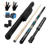 Kmise 58'' 19~21OZ Pool Cue with Telescopic Fiber Extension Cue, Canadian Maple Handmade Professional Billiard Pool Cue Set with Leather Pool Cue Case, Pool Chalk and Gloves. (20OZ, Green)