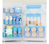 Kmise 6-Pack Magnetic Shelves for Washing Machine & Refrigerator, Heavy-Duty Laundry Organizer with Hanger Holder & Deep Baskets, Metal Storage System for Laundry Room,Blue