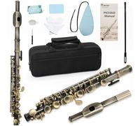 Kmise Closed Hole C Piccolo, Professional Nickel Silver Body with Bronze Finish, Includes Gig Bag, Manual and Cleaning Kit, for Beginners and School Bands (Bronze)