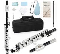 Kmise Closed Hole C Piccolo, Professional Nickel Silver Body with Bronze Finish, Includes Gig Bag, Manual and Cleaning Kit, for Beginners and School Bands (Matte Black)