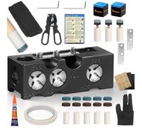 Kmise Cue Tip Replacement Tool Set - Billiard Cue Tip Shaper, Multifunctional Aluminum Alloy Pool Cue Tip Repair Tool, Complete Accessories (Cue Wiping Cover, Black)