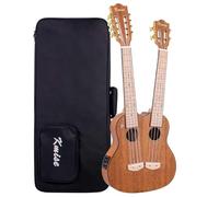Kmise Double Neck Electric Tenor Ukulele, 4 & 8 String, Mahogany, Professional, Unique Professional Made Dual Neck Headstock with Gig Bag (Double Neck)