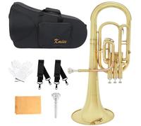 Kmise E-flat Alto Horn, Yellow Brass Body & Rose Brass Leadpipe with Hard Case, Mouthpiece, Cleaning Cloth for Students, Beginners and Band Performances