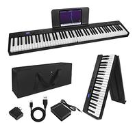 Kmise Folding Piano Keyboard,Kmise Electric Keyboard 88 Keys Semi-Weighted Digital Foldable with Bluetooth MIDI Sustain Pedal,Music Sheet Holder,Carrying Bag