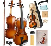 Kmise Left Handed Violin 4/4 Full Size Set, Ebony Violins for Beginners