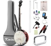 Kmise Lefty Banjo, 5 String Left Handed Banjos with Remo Head Full Size 38 Inch Closed Back with Removable Resonator, Strings Pack, Finger Picks, Strap, Case for Beginners Adults Starter Gift