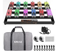 Kmise Medium 19.29''x 12.4'' x1.38''Guitar Pedal Board Ten Front Pluggable Power Ports with Effect Power Rack, Adapter, Power Plug, Cable, Bag