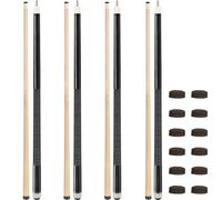 Kmise Pool Cue Stick Set, 4 Pieces Canadian Maple Cue, Pool Sticks for Adults, Tacos de Billar 18 19 20 21oz for Beginner (Black)