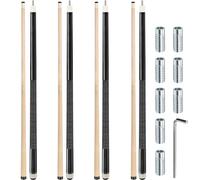 Kmise Pool Cue Stick Set, Canadian Maple Cue with 1oz Weight Bolts 8 Pieces, 19oz Pool Sticks for Adults, Tacos de Billar for Beginner (4 Set Black)