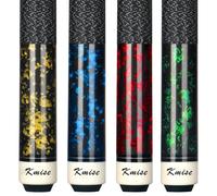 Kmise Pool Cue Stick Set of 4 - Canadian Maple Professional Pool Cues, New Upgraded Irish Linen Wire Grip, 18-21oz, 4 Colors Optional (Blue, Green, Red, Yellow, 19oz)