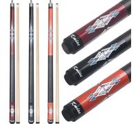 Kmise Pool Stick Set of 5-58" Pool Cue Stick, Canadian Maple Professional Billiards Pool Cue, Pool Sticks for Adults, 18~21oz (3 Sets (Red, Black, Orange, 19 20 21 oz)