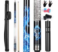 Kmise Professional Pool Cue Stick - 20oz Canadian Maple Cue Sticks, Low Deflection Shaft with Telescopic Carbon Fiber Extension, Pool Sticks for Adults (Blue flame)
