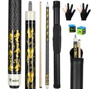 Kmise Professional Pool Cue Stick, 58" Canadian Maple Cue Sticks, Low Deflection Pool Sticks for Adults 21oz, Suitable for Home, Bar and Club, Yellow