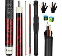 Kmise Professional Pool Cue Stick, 58" Canadian Maple Cue Sticks, Low Deflection Pool Sticks for Adults 21oz, Suitable for Home, Bar and Club, Red