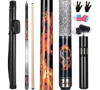 Kmise Professional Pool Cue Stick - Canadian Maple Pool Sticks with Low Deflection Shaft and Telescopic Carbon Fiber Extension, Set Comes with Leather Cue Case