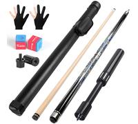 Kmise Professional Pool Cue Stick - Canadian Maple Pool Sticks with Low Deflection Shaft and Telescopic Carbon Fiber Extension, Set Comes with Leather Cue Case
