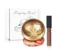 Kmise singing bowl 3.5 inches with red background and gold pattern