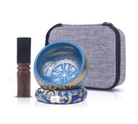 Kmise singing bowl 5 inches with blue background and gold pattern