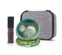 Kmise singing bowl 5 inches with green background and gold pattern