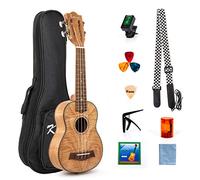 Kmise Soprano Ukulele 21 inch Classical Ukulele Kit Tiger Flame Okoume Wood for Beginner and Professional Player…