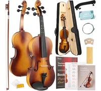 Kmise Violin 4/4 Full Set, Fingerboard Fret Markings Violins, Matte Acoustic Fiddle for Adults, Beginners, Students with Violin Case, Rosin, Strings, Bow, Shoulder Rest, Beginner's Guide (Matte, 3/4)
