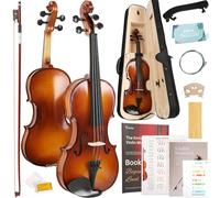Kmise Violin 4/4 Full Set, High Density Ebony Violins, Glossy Acoustic Fiddle for Adults, Beginners, Students with Violin Case, Rosin, Strings, Bow, Shoulder Rest, Beginner's Guide (Ebony, 4/4)