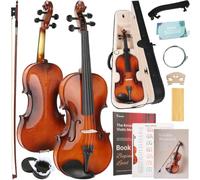Kmise Violin 4/4 Full Set, High Density Ebony Violins, Glossy Acoustic Fiddle for Adults, Beginners, Students with Violin Case, Rosin, Strings, Bow, Shoulder Rest, Beginner's Guide (Orange-Red, 4/4)