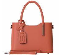 KMISSO Women's Genuine Leather Handbag, Made in Italy, Elegant Italian Leather Shoulder Bag with Handle & Removable Shoulder Strap, Textured Shoulder Bag for Everyday, Office & Leisure, Papaya, Large
