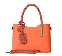 KMISSO Women's Genuine Leather Handbag, Made in Italy, Elegant Italian Leather Shoulder Bag with Handle & Removable Shoulder Strap, Textured Shoulder Bag for Everyday, Office & Leisure, Arancio/Papaya