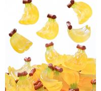 Kmiunty 20 Pcs Luminous Mini Bananas Figurines Resin Tiny Artificial Fruits Glow in The Dark Artificial Miniature Bananas Ornament for DIY Crafts Garden Home Decor