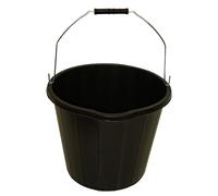 KMJ 1 Pack 14L- 3 Gallon Heavy Duty Black Builders' Bucket, Sturdy Car Wash Bucket with Handles, Premium Black Plastic Water Buckets for Cleaning, Construction Work, Animal Feeding, Gardening etc.