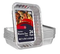 KMJ 24 Pack Heavy Duty Foil Trays | Premium Aluminium Foil Tray | Heavy-Duty Tin Foil Trays | Oven-Safe Traybake Tin | Large Foil Tray for Baking, Roasting & Catering | Recyclable & Safe (X-Large)