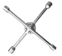 KMJILS 14" Reinforced Cross Lug Wrench - Chrome Plated 4 Way Tire Iron - Extra Heavy Duty for Truck, SUV & Van - High Carbon Steel, SAE Sizes (9/16", 5/8", 11/16", 3/4")