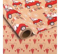KMLGY 1 Roll Diverse Christmas Wrapping Paper Mini Roll - 43cm x 3m Diverse Merry Xmas Gift Wrap Paper for Xmas Birthday Party Wrapping Supplies (Truck-Tree) (Truck-Tree)